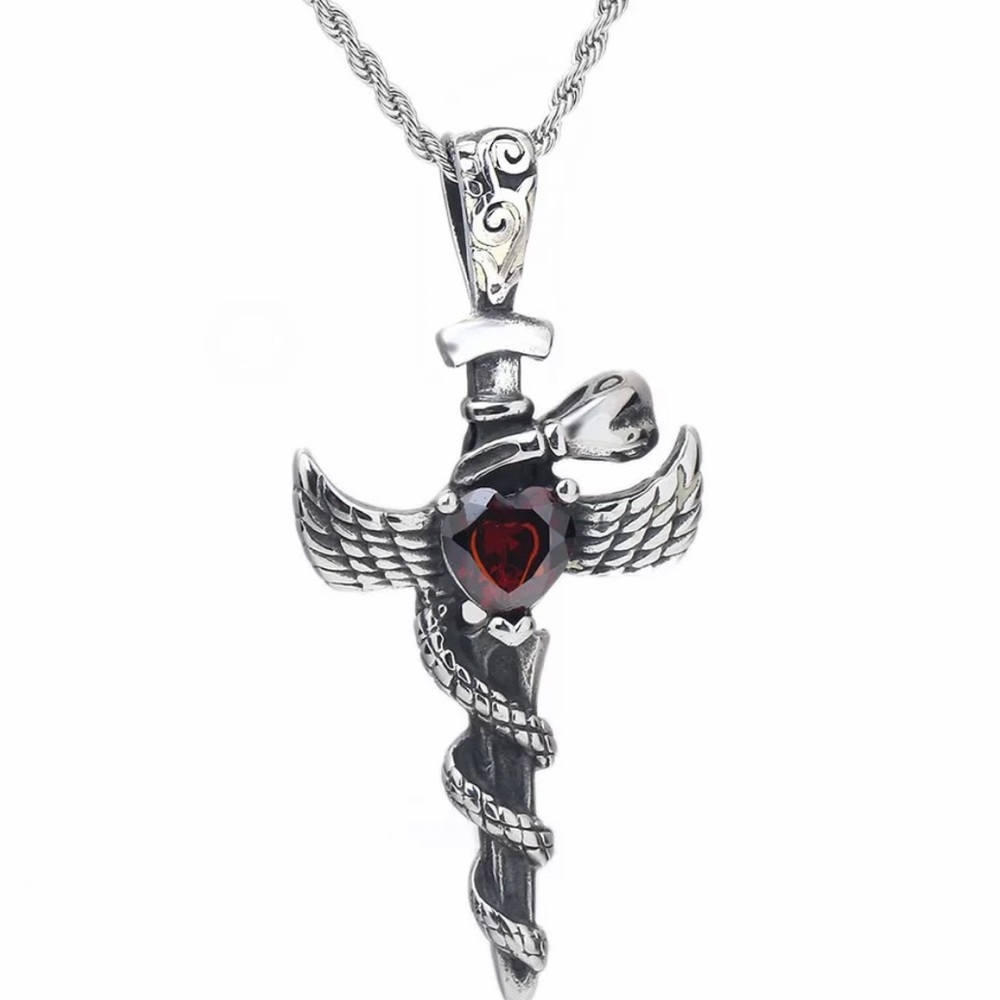 Angel Cross Necklace Stainless Steel